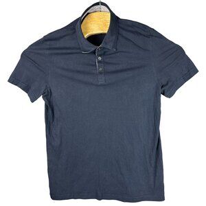 Michael Kors Polo Shirt Men's M Navy Blue 100% Cotton Short Sleeve Button-Up